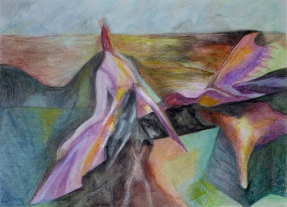 Image by Julie Clarke (2013). Faber Castell Aquarelle color pencils on A3 Aquarelle 320 gsm cotton rag. More in the series can be found at http://juliejoyclarke.blogspot.com.au/2013/04/night-sports_13.html