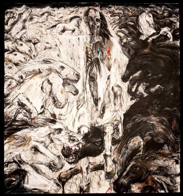 Stephen Hall, The Limner passes through the Eternal Battle, 2011, mixed media on paper. Pic: courtesy of the artist