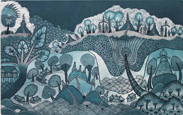 Ammarin Kuntawong Bush Town, 2014 Etching 70 x 100cm