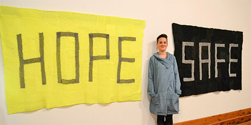 Kate Just was recently announced as the winner of the Wangaratta Contemporary Textile Award 2015 for her work ‘Safe Banner’. The work is on display as part of the Wangaratta Contemporary Textile Award 2015 until 26 July. Details http://www.wangaratta.vic.gov.au/recreation-leisure/art-gallery/exhibitions/exhibitions.asp