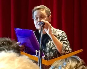 Island poet Carolyn Gerrish reading at the 45th Birthday/Book launch celebrations. Photograph Michele Seminara