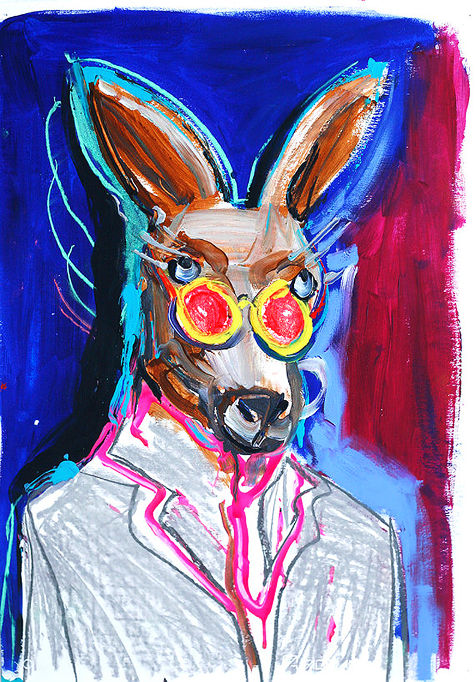 Nicci Pratten, Lennon Roo, mixed media on paper, 2016. Photograph courtesy of the artist