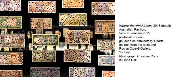 image of bank notes with sperm painted in gouache swimming across the the portraits of dictators