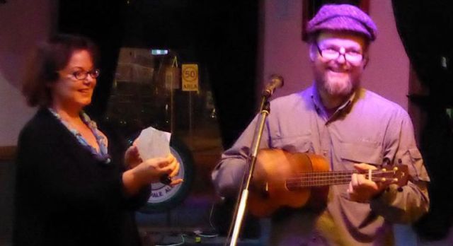 Beth Spencer and Kit Kelen at the launch of A Pocket Kit 2