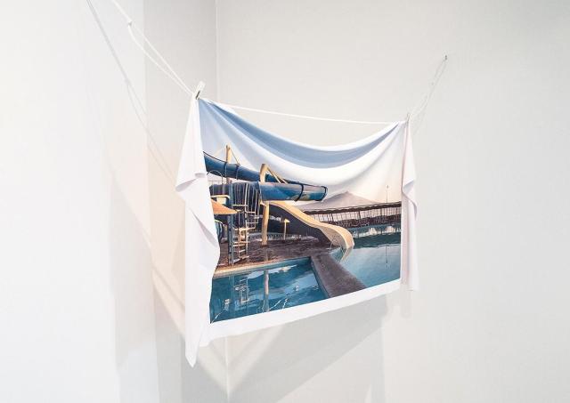 Isabel R, Tobogán (Slide), digital print on lycra, synthetic rope, 2016. Picture courtesy of Interlude Gallery