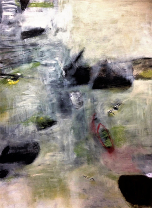 red-boat-on-the-hawkesbury-2016-charcoal-acrylic-pastel-on-paper