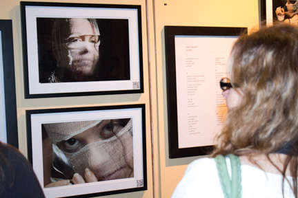 'Reflections of Self' (2013), photographs, paper, QR Scan me codes. Mark and Remark, 107 Projects, Redfern. 'Reflections of Self' Zalehah Turner